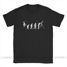 Load image into Gallery viewer, Men Funny Evolution Of Man Astronomy T-Shirt Telescope Galileo Tops O Neck Short Sleeve Clothes 100% Cotton Tees Printed T Shirt