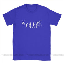 Load image into Gallery viewer, Men Funny Evolution Of Man Astronomy T-Shirt Telescope Galileo Tops O Neck Short Sleeve Clothes 100% Cotton Tees Printed T Shirt