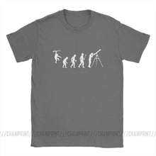 Load image into Gallery viewer, Men Funny Evolution Of Man Astronomy T-Shirt Telescope Galileo Tops O Neck Short Sleeve Clothes 100% Cotton Tees Printed T Shirt