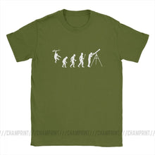 Load image into Gallery viewer, Men Funny Evolution Of Man Astronomy T-Shirt Telescope Galileo Tops O Neck Short Sleeve Clothes 100% Cotton Tees Printed T Shirt