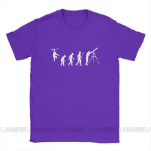 Load image into Gallery viewer, Men Funny Evolution Of Man Astronomy T-Shirt Telescope Galileo Tops O Neck Short Sleeve Clothes 100% Cotton Tees Printed T Shirt