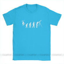 Load image into Gallery viewer, Men Funny Evolution Of Man Astronomy T-Shirt Telescope Galileo Tops O Neck Short Sleeve Clothes 100% Cotton Tees Printed T Shirt