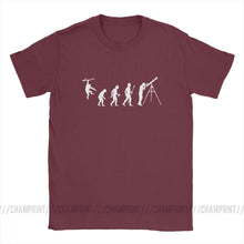 Load image into Gallery viewer, Men Funny Evolution Of Man Astronomy T-Shirt Telescope Galileo Tops O Neck Short Sleeve Clothes 100% Cotton Tees Printed T Shirt