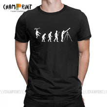 Load image into Gallery viewer, Men Funny Evolution Of Man Astronomy T-Shirt Telescope Galileo Tops O Neck Short Sleeve Clothes 100% Cotton Tees Printed T Shirt
