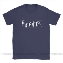 Load image into Gallery viewer, Men Funny Evolution Of Man Astronomy T-Shirt Telescope Galileo Tops O Neck Short Sleeve Clothes 100% Cotton Tees Printed T Shirt
